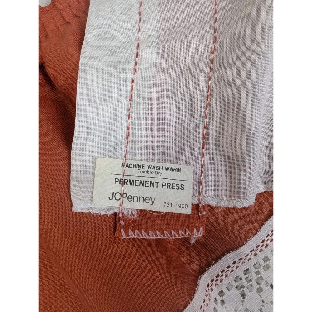 Vintage JC Penny Orange Kitchen Curtains 70s Valance Ruffle Lace Mod Groovy